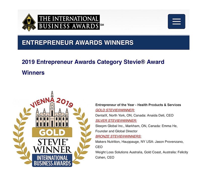 Stevies 2019 Entrepreneur of the year award winners