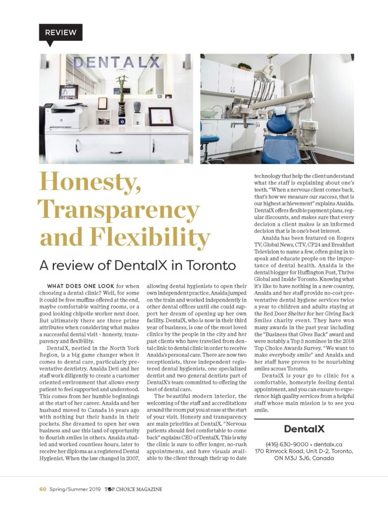 review of dentalx in top choice magazine